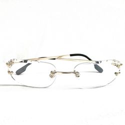 Luxury Gold Frame - Unisex Clear Lens Retro Sunglasses with Engraved Edges