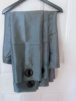 Blue-Gray Grommet Top Curtain Panels