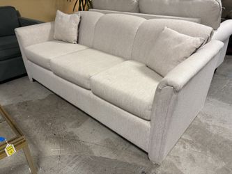 Light Beige Flare Arm 3-Cushion Sofa