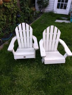 Set of 2 Highwood USA Weathered White Mahogany Kids Adirondack Chairs