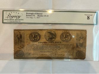 1837 Bristol PA 25¢ Borough Note – Obsolete Currency