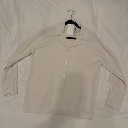 $150 ARITZIA WILFRED Rondel Shirt Jacket XS Light Birch Cream Ivory White Overshirt