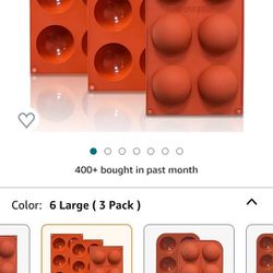 3 Pack Large 6-Cavity Semi Sphere Silicone Molds, Non-Stick Baking Mold for Making Standard Size Hot Chocolate Bomb, Cake, Jelly, Dome Mousse.