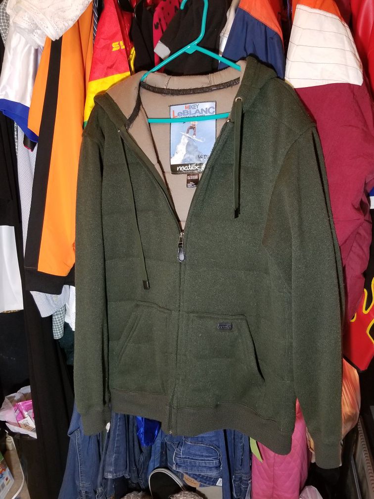 Matix Mikey LeBlanc Hunter Green Hoodie Jacket! Warm! Used but Nice!!