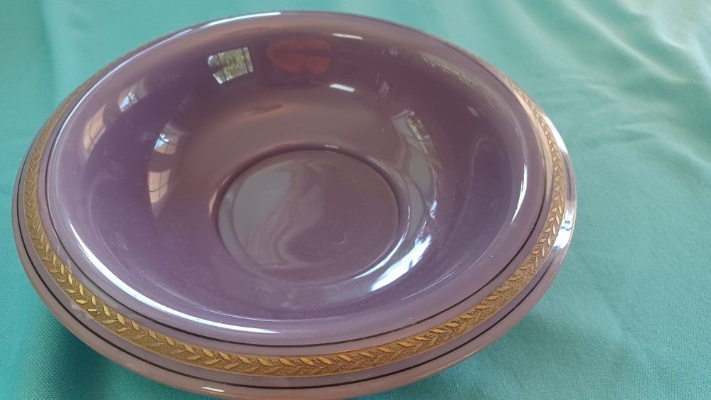 Vintage Cambridge Glass Purple Bowl W/gold Trim