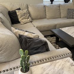 3-Piece Light Grey Sectional Couch 