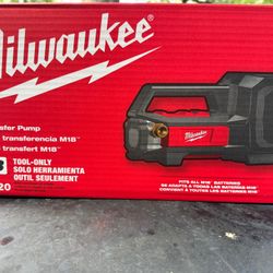 "I have for sale a Milwaukee M18 Transfer Pump – everything is brand new in the box."