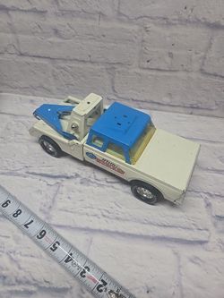 RARE Vintage 1960s Nylint Wrecker Pressed Steel Tow Truck Toy White Blue Car