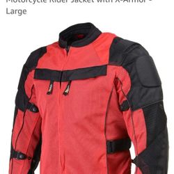 Large Xelement Men's All Season Black with Red Tri-Tex and Mesh jacket 3-layers