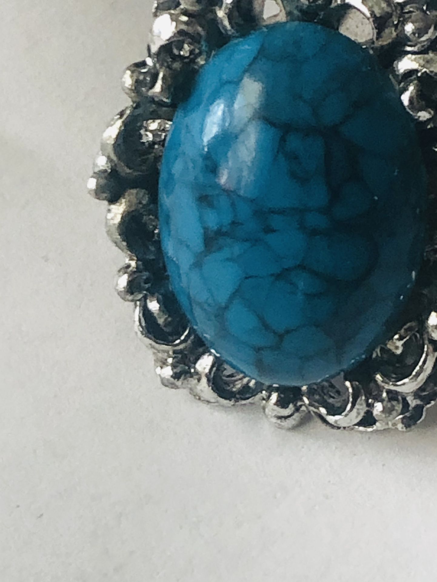 Vintage Tourqoise Glass Adjustable Ring Great Shape