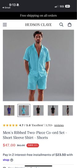 Men’s two piece teal set