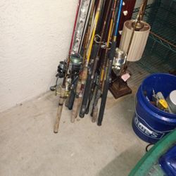 Lots Of  Fishing Poles - With And Without Reels