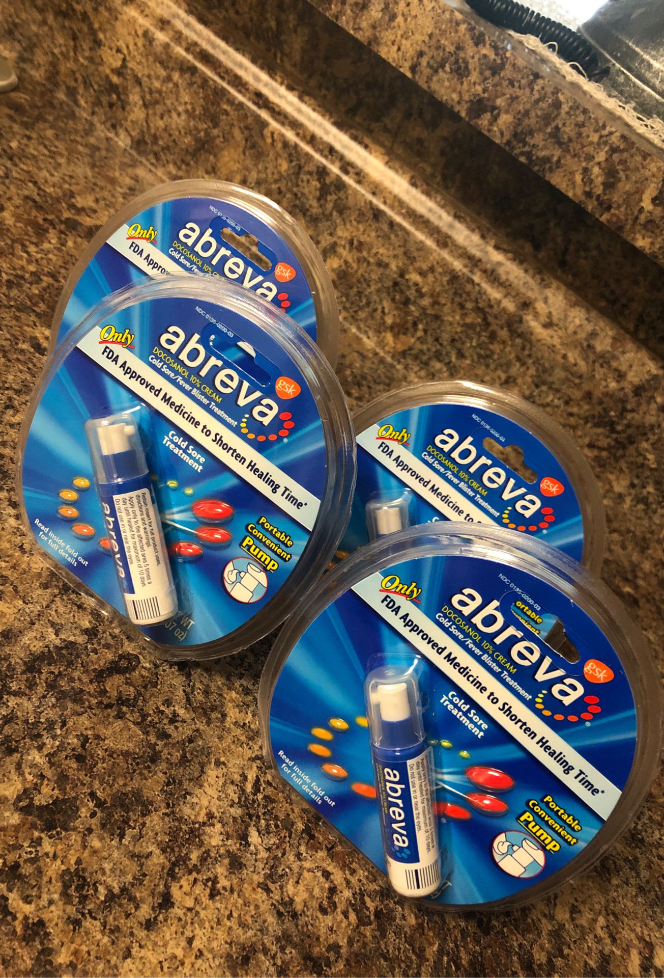 Abreva cold sore/fever blister treatment 4-packs