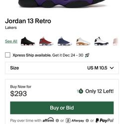 Jordan 13 High Retro Og Lakers size 10.5 men