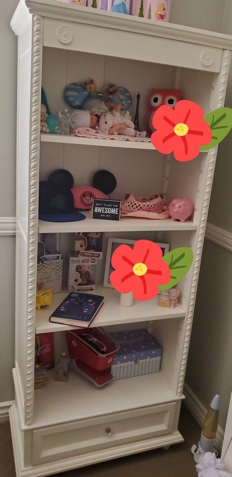 Shabby chic Bookcase($275) 2 Nightstands($115), Armoire($350) Stand Mirror($125) Ea. Separately Or Set$750. (Or REASONABLE Offer)