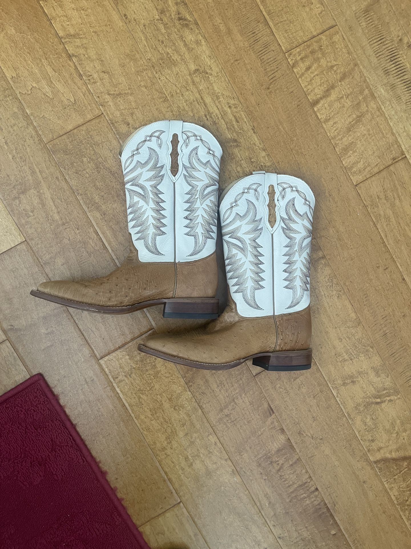 Justin Men Pascoe White and Tan Western Boots