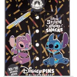 Stitch Attacks Snacks Disney Pin - Stitch and Angel With Churro Set of 3 - 10/12