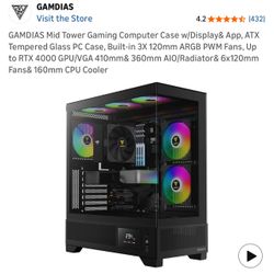 GAMDIAS Mid Tower Gaming Computer Case w/Display& App,