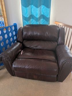 Brown leather recliner