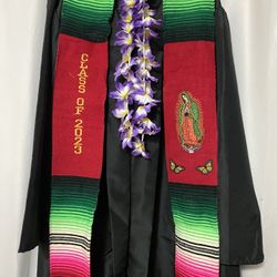 Customized Graduation Sash With The Image Of The Virgen De Guadalupe &Class Of 2023