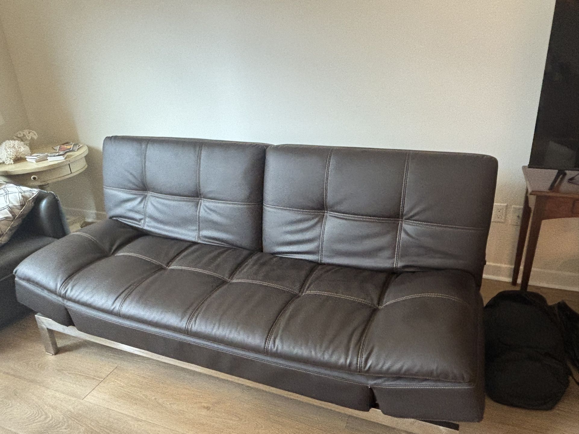 Brown Leather Futon