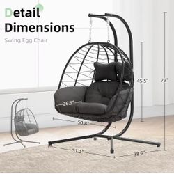 ❤️‍🔥 Egg Chair with Stand Hammock Swing Chair Foldable Hanging Loveseat