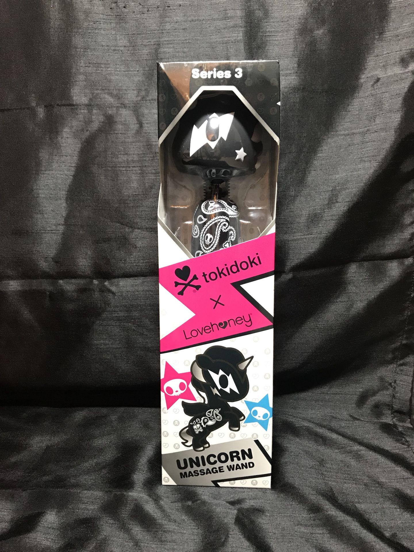 tokidoki x Lovehoney Unicorn Multispeed Massage Wand Vibrator Black