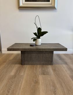Restoration Hardware Reclaimed Oak Reeded Plinth Rectangular Coffee Table