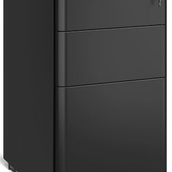 AODK Small Black 3 Drawer File Cabinet for Home Office