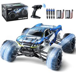 High Speed 4WD Remote Control Truck for Kids, 2.4Ghz All Terrain RC Monster Truck with 2 Batteries, 4x4 Off Road Remote Control