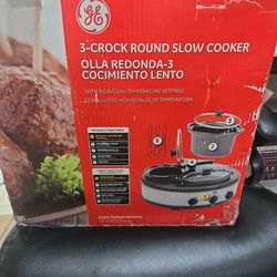 3-Crock Round Slow cooker