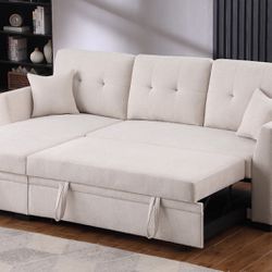 New! Sectional Sofa Bed, Sofa Bed, Sofabed, Sleeper Sofa, Reversible Sectional Sofa With Pull Out Bed, Premium Fabric Sofa , Couch, Small Sectional