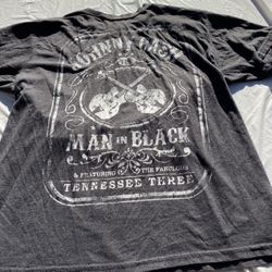 JOHNNY CASH Grey T-Shirt L Man in Black Short Sleeve Mens Tennessee three