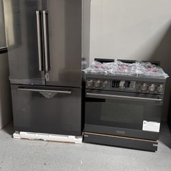 Thor Black 2 Piece Kitchen Set 36’ Gas Stove - 36’  Counter Depth Refrigerator 