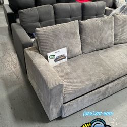 Sofa Couch Bed Grey Three Seater