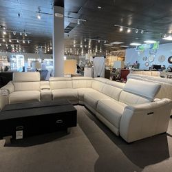 6PC Leather Power Sectional Reclining 