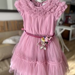 Monnalisa Tulle Flower Dress 4 Years Old Girl