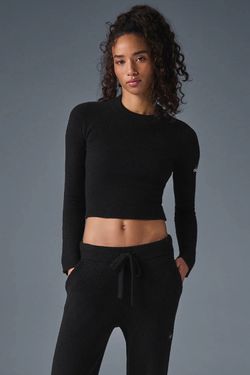 Alo Yoga Snuggle Up Sweater Long Sleeve, Black XS (2-4) NWOT