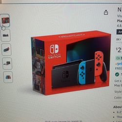 Nintendo Switch With Neon Blue And Neon Red Joy-Cons