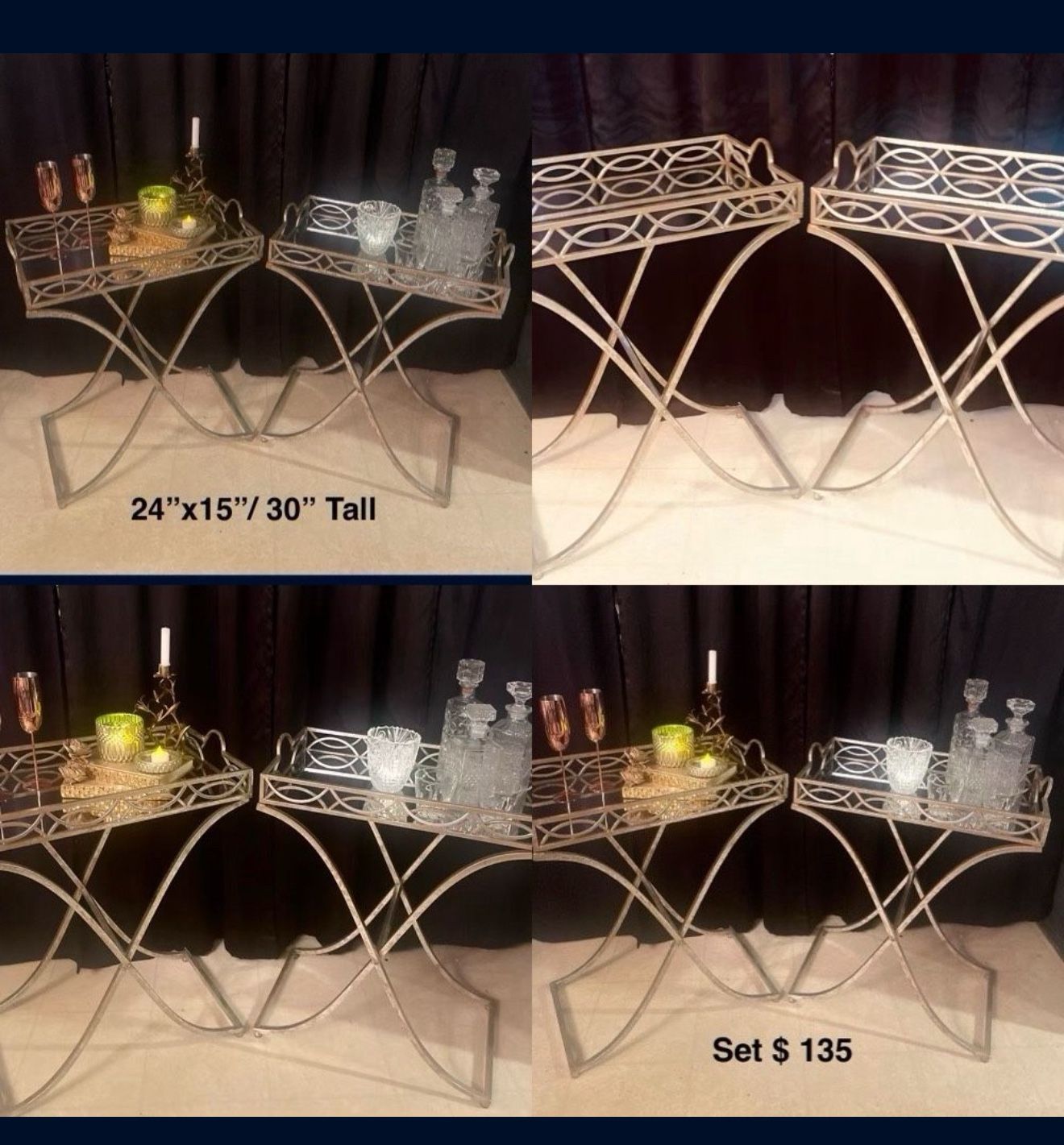 Mirrored Accent Table Tray