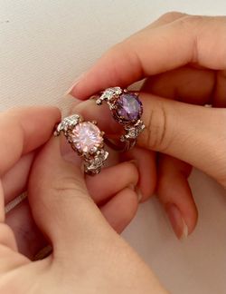 New .925 Sterling Silver Pink Purple Ring With Frog Band Best Friend Gift
