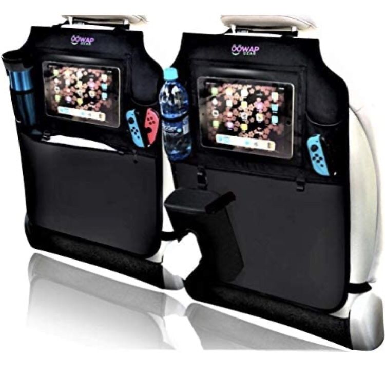 2 Premium Quality Car Seat Protector - Waterproof - Seat Back covers with touch tablet holder, hooks