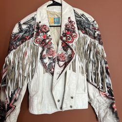 Vintage Leather Women’s Jacket One Of A Kind Art Work 