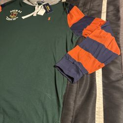 Polo Ralph Lauren Men's Hooded Long Sleeve Striped Rugby Shirt Multi Colored XXL