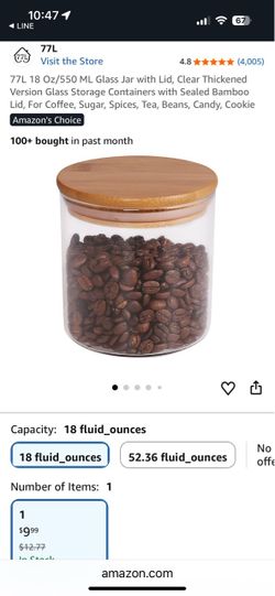 Glass Storage Jar with Bamboo Lid – 18 oz / 550 mL