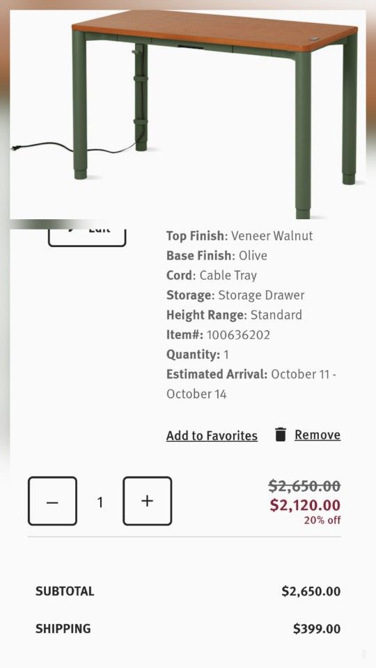 NEW ARRIVAL $2650:Herman Miller Spout Sit-to-Stand Table Standing Desk