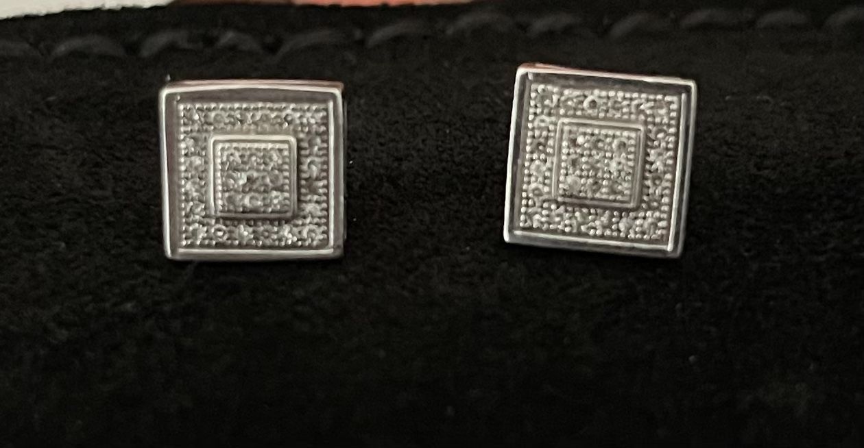 Silver And Diamond Unisex Earrings 