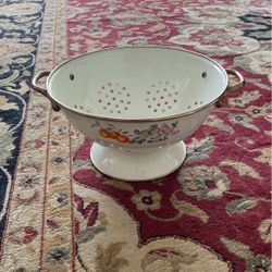 Enamel Pasta Strainer Brass Handles