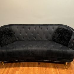Black Velvet Sofa 