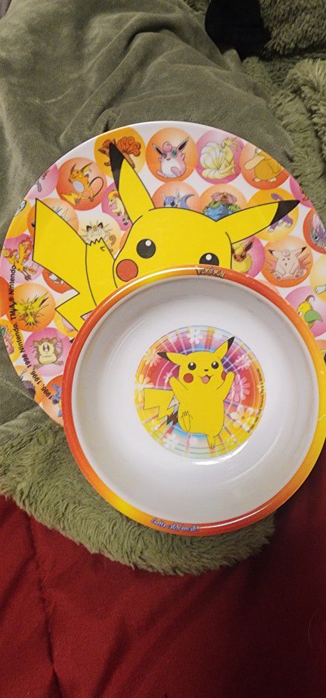 Vintage Pokemon Plate And Bowl